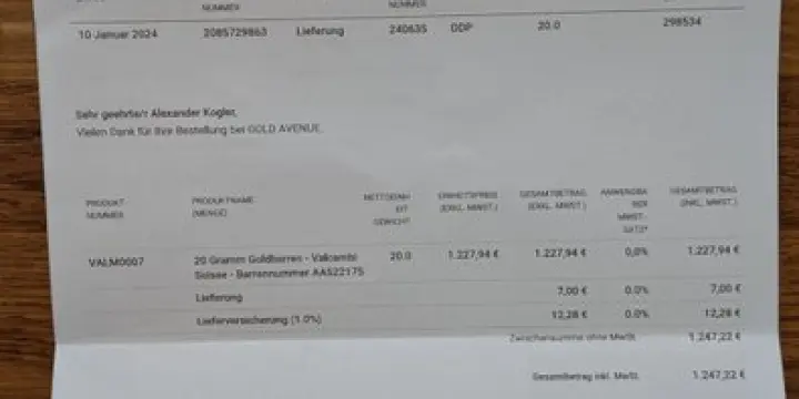 20 Gramm - Gold .999 - Valcambi, Switzerland - Versiegelt und mit Zertifikat (Ohne mindestpreis)