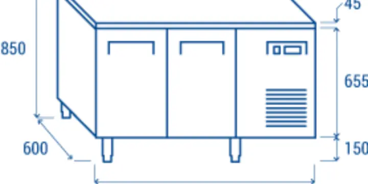 TABLE RÉFRIGÉRÉE PROFESSIONNELLE 2 PORTES (1350x600x850 H)