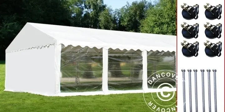 Partyzelt Exclusive 6x12m PVC, Weiß, Panorama
