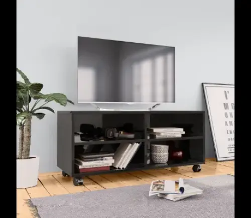 Meuble TV avec roulettes Noir brillant Aggloméré à geneve