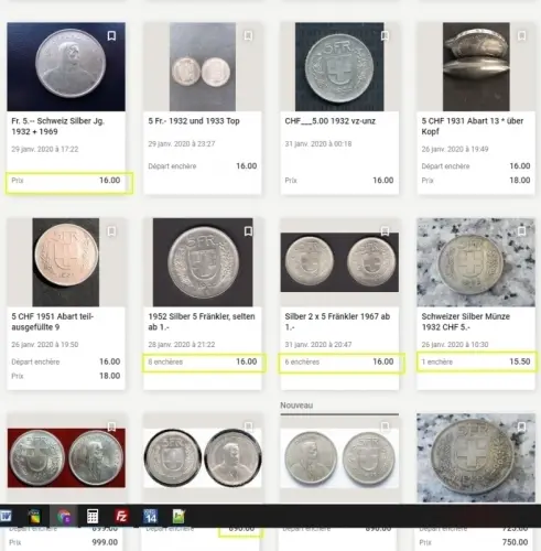 Cotation de vos anciens francs Suisses ! à Lajoux