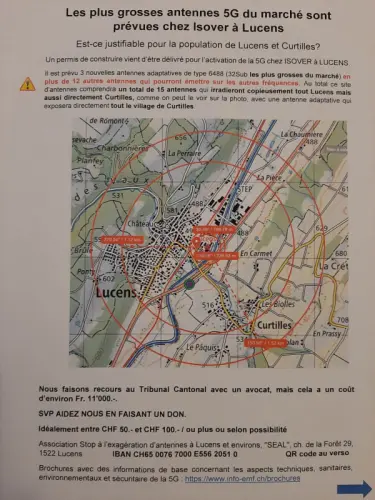 Appel au soutien pour recours au TF contre antennes 5G à Lucens