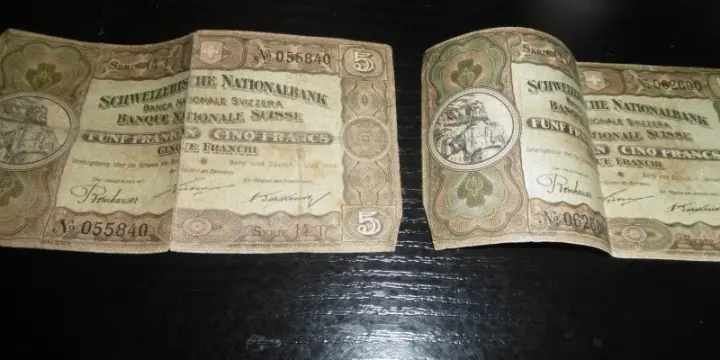 billets de 5 francs suisse