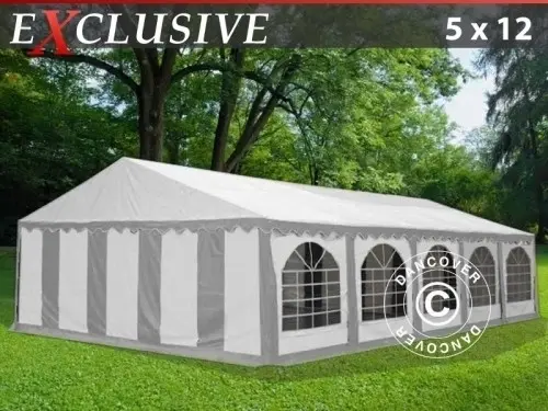 Partyzelt Exclusive 5x12m PVC, Grau/Weiß à Zurich