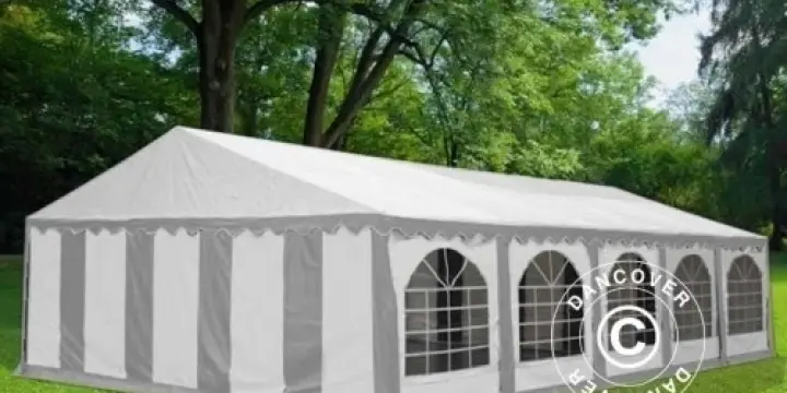 Partyzelt Exclusive 5x12m PVC, Grau/Weiß