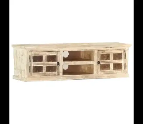 Meuble TV Blanc en Bois massif de manguier à geneve