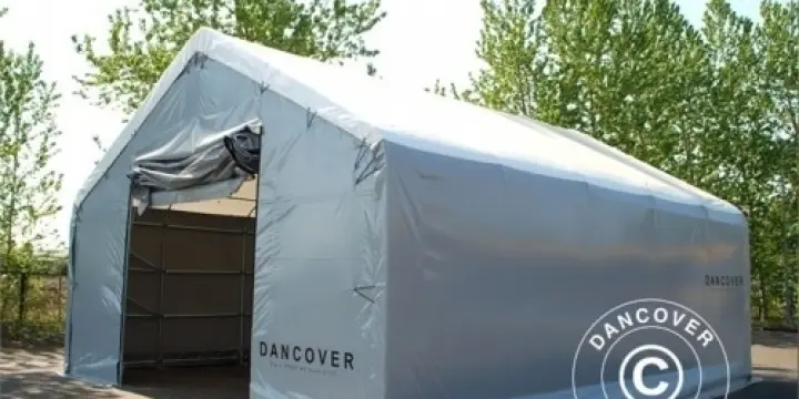 Lagerzelt Titanium 8x9x3x5m, Weiß / Grau