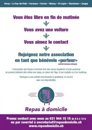 Bénévoles - Livraison de repas défrayé à La Tour-de-Peilz