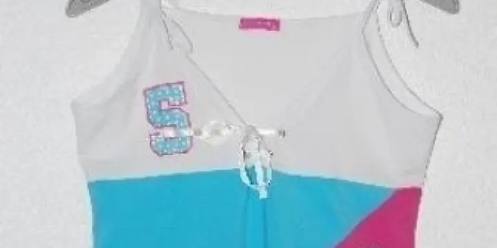 Top blanc, bleu & rose