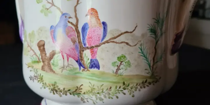 Gien cache pot motif oiseau