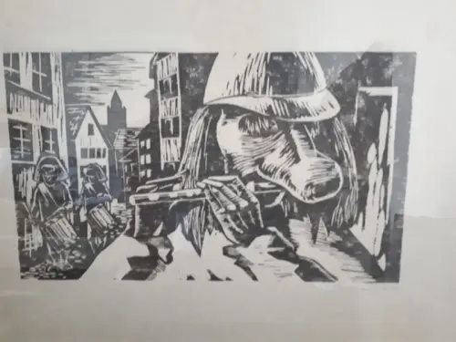 "Carnaval de Bâle " gravure sur bois à Amance
