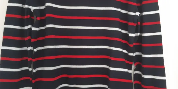 Pull Benetton,bleu marine marinière,rouge,blanc,S