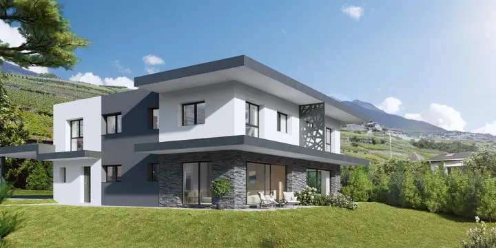SPLENDIDE VILLA CONTEMPORAINE 5.5 PCES A PLAN-CONTHEY